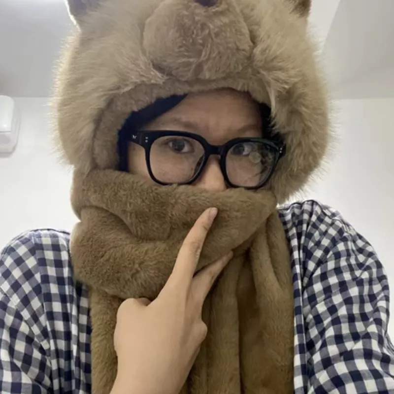 YUZHAOLIN Faux Rabbit Fur Hoods & Plush Hats Women's-3