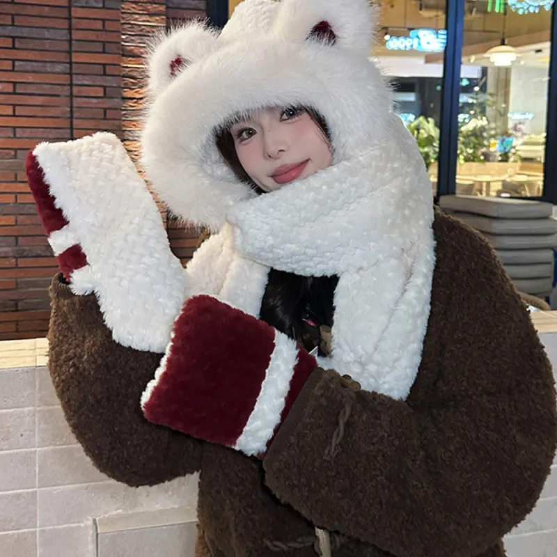 YUZHAOLIN Faux Rabbit Fur Hoods & Plush Hats Women's-5