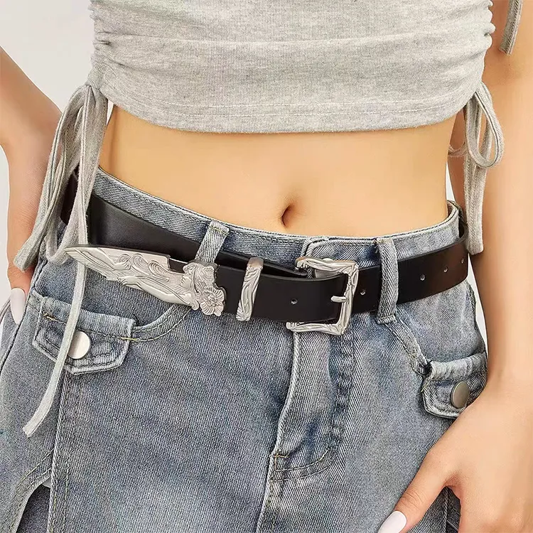 YUZHAOLIN Cow Split Leather Belts Unisex Width 2.8CM-6