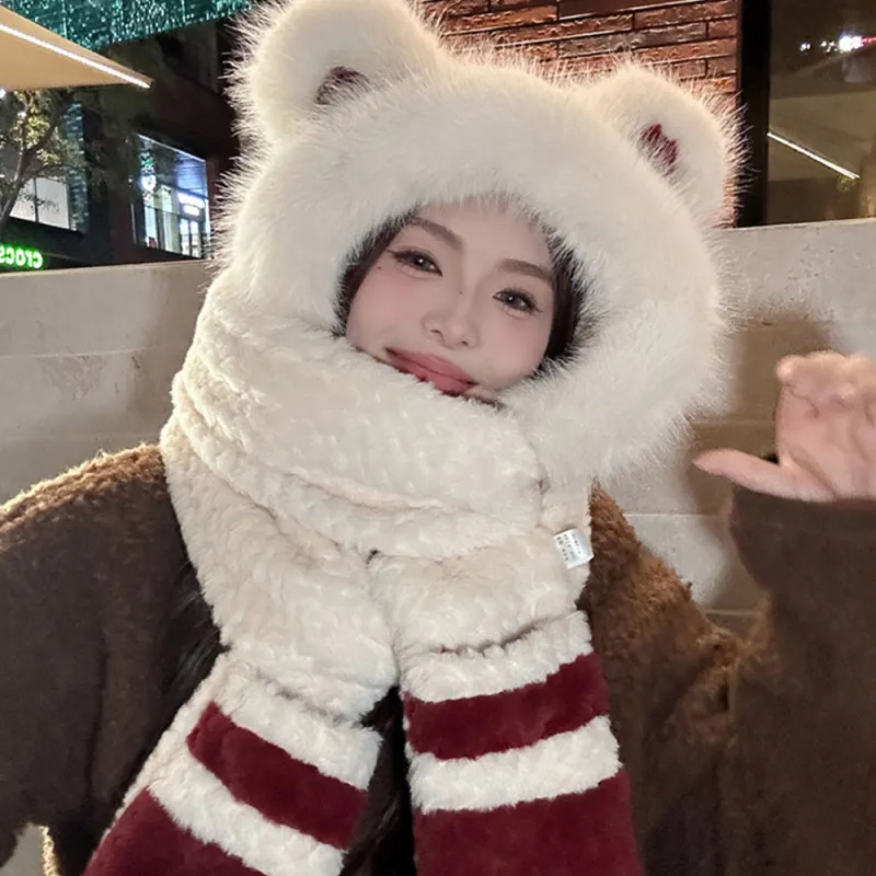 YUZHAOLIN Faux Rabbit Fur Hoods & Plush Hats Women's-2