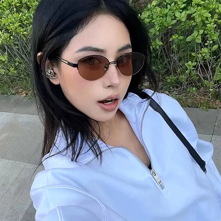 YUZHAOLIN Metal Oval Sunglasses Unisex-5