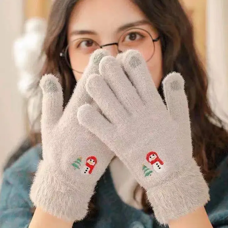 YUZHAOLIN Imitation Mink Fur Knit Gloves Unisex-7