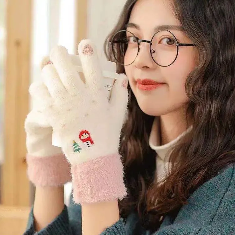 YUZHAOLIN Imitation Mink Fur Knit Gloves Unisex-11