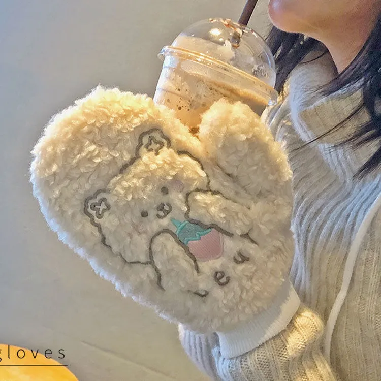 YUZHAOLIN Plush Knit Gloves Unisex-2