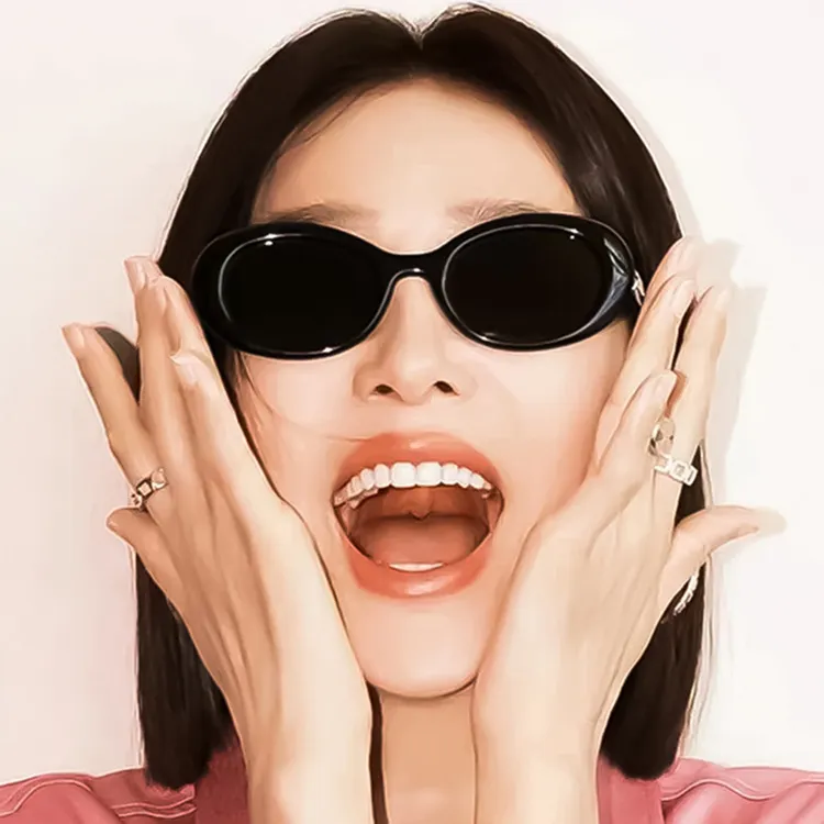 YUZHAOLIN Plate Frame Oval Sunglasses Unisex-3