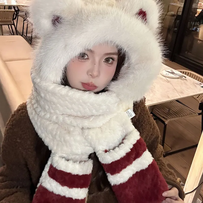 YUZHAOLIN Faux Rabbit Fur Hoods & Plush Hats Women's-3