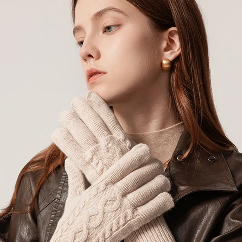 YUZHAOLIN Wool Knit Gloves Women's-2