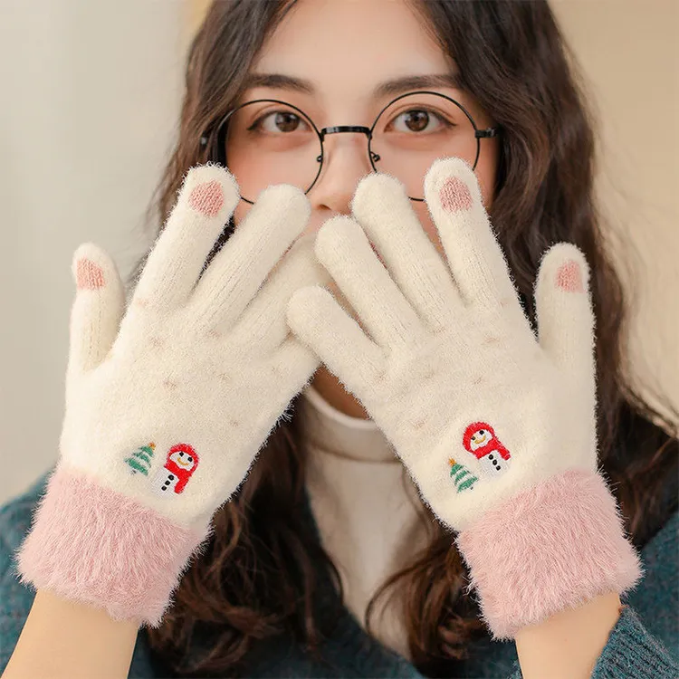 YUZHAOLIN Imitation Mink Fur Knit Gloves Unisex-12