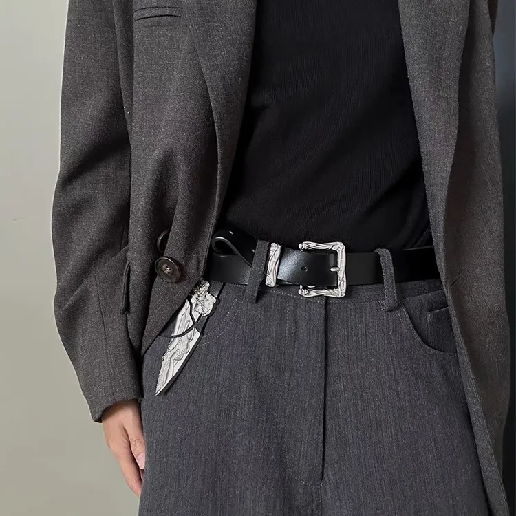 YUZHAOLIN Cow Split Leather Belts Unisex Width 2.8CM-3