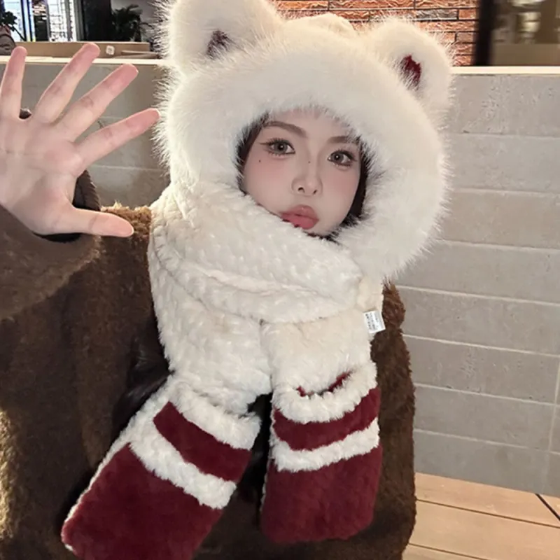 YUZHAOLIN Faux Rabbit Fur Hoods & Plush Hats Women's-4