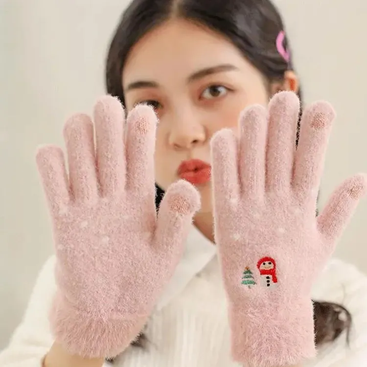 YUZHAOLIN Imitation Mink Fur Knit Gloves Unisex-3