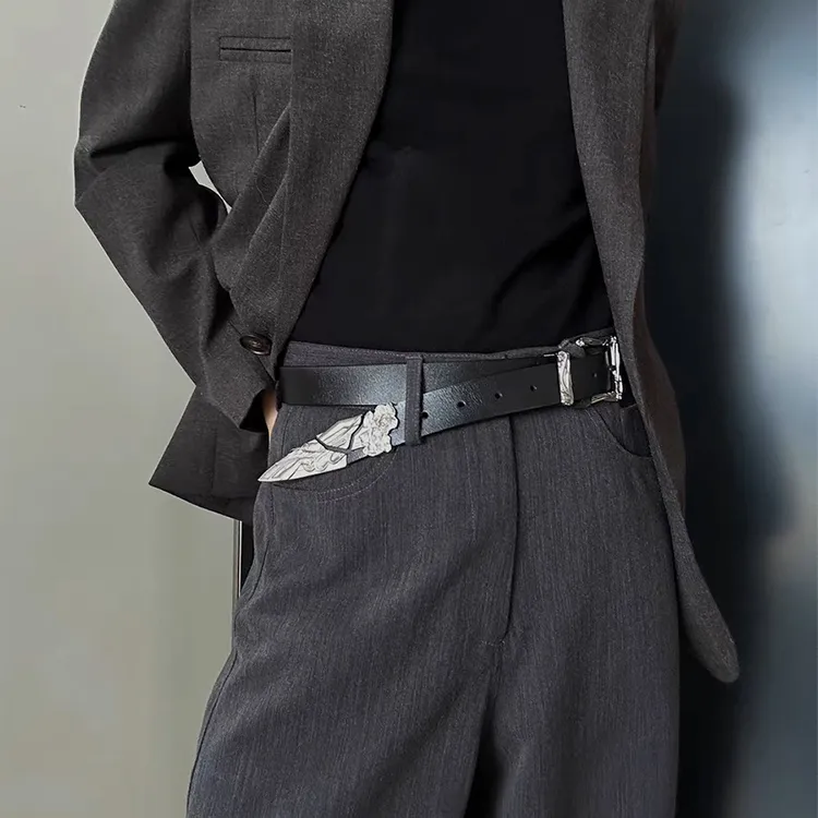YUZHAOLIN Cow Split Leather Belts Unisex Width 2.8CM-2