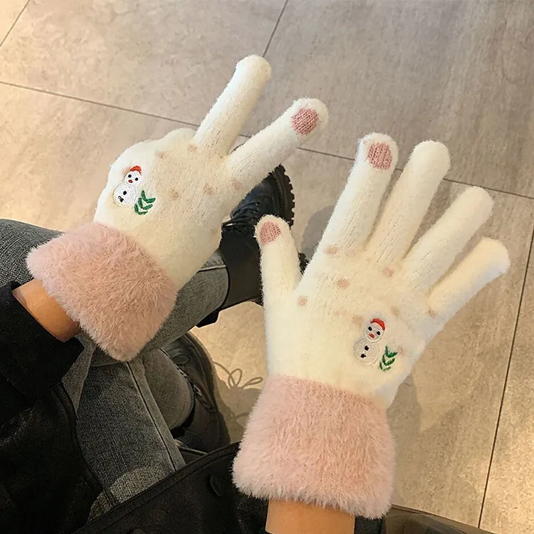 YUZHAOLIN Imitation Mink Fur Knit Gloves Unisex-14