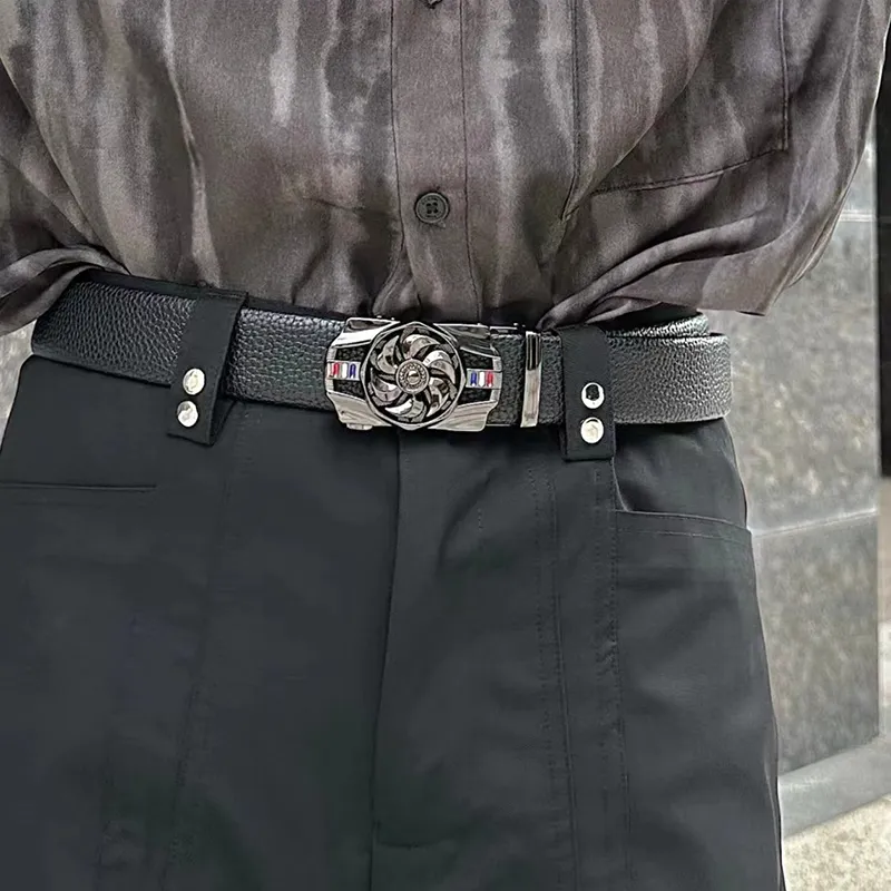 YUZHAOLIN Cow Split Leather Belts Men's Silver/Gold/Black 3.8cm-3
