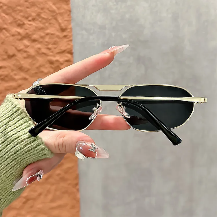 YUZHAOLIN Metal Irregular Shape Sunglasses Unisex-5