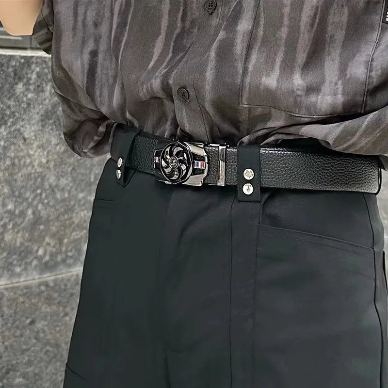 YUZHAOLIN Cow Split Leather Belts Men's Silver/Gold/Black 3.8cm-4