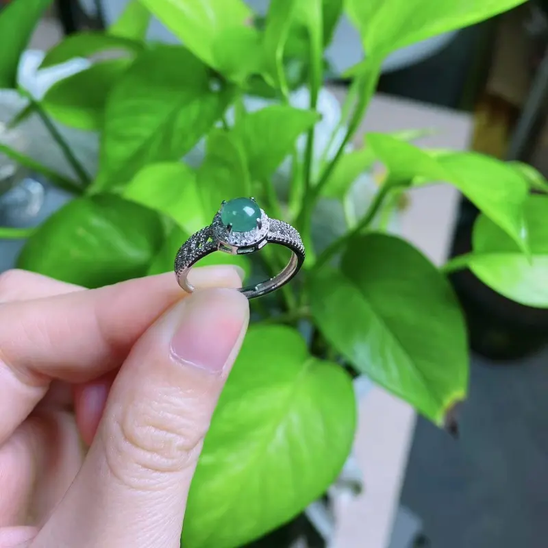 PUPAN Ice Glutinous Jadeite Rings Women's-3