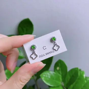 PUPAN Ice Glutinous Jadeite Stud Earrings Women's