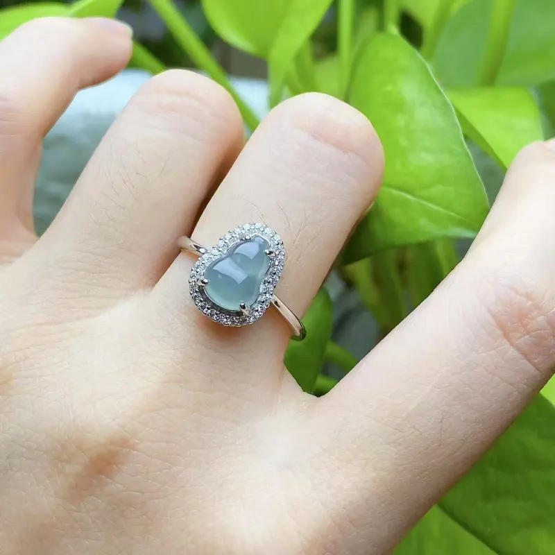 PUPAN Ice Glutinous Jadeite Rings Women's-2