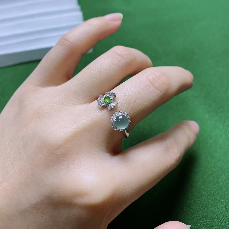 PUPAN Ice Type Jadeite Rings Women's-4