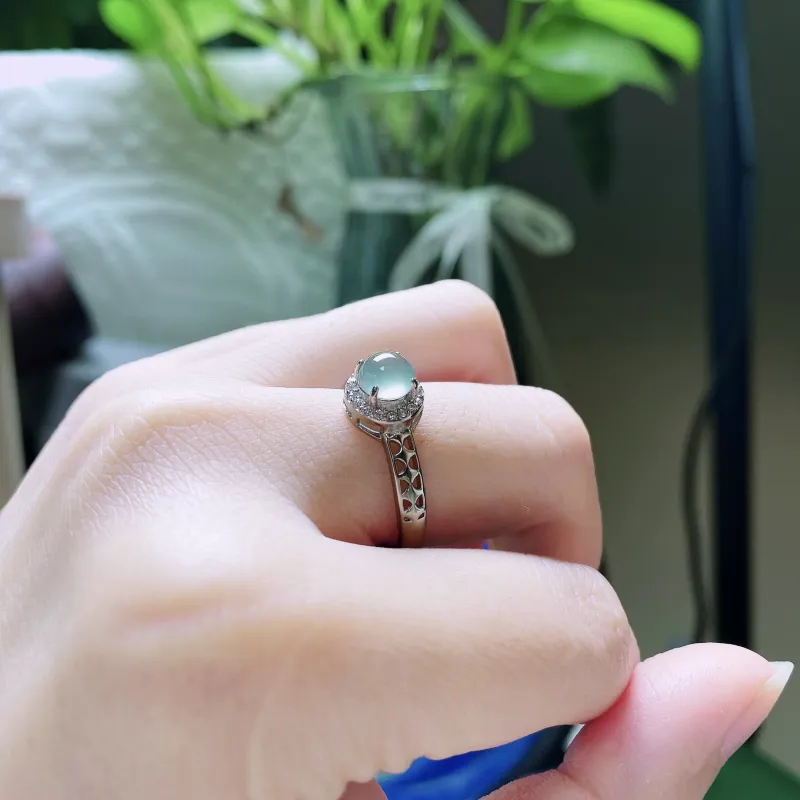 PUPAN Ice Glutinous Jadeite Rings Women's-1