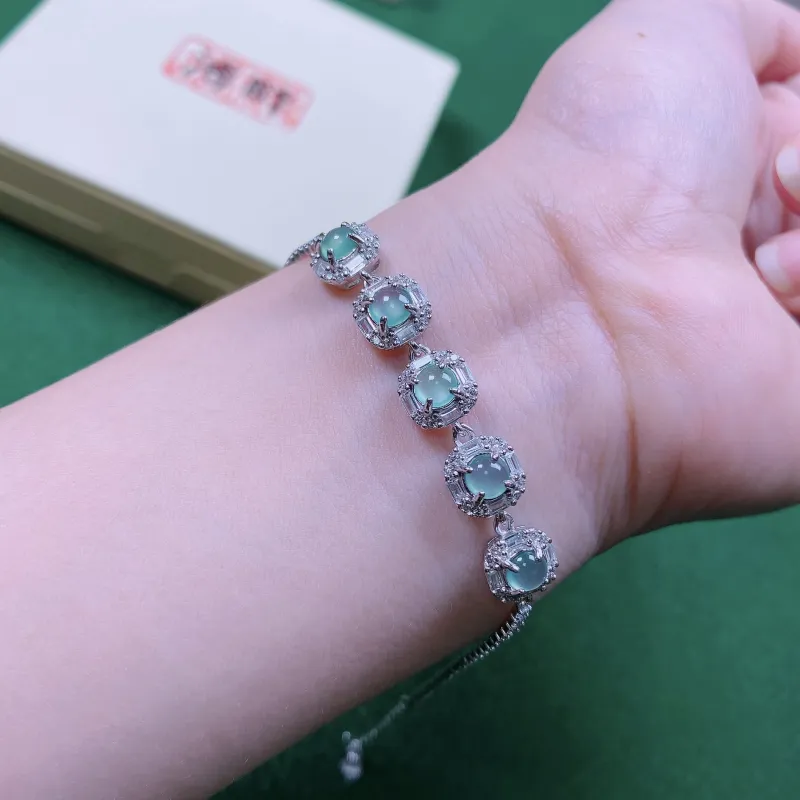 PUPAN Ice Glutinous Chinese Fashion Trend New Chinese Style Fashion Luxe Jadeite Bracelet Women's-2