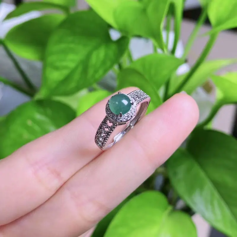 PUPAN Ice Glutinous Jadeite Rings Women's-2