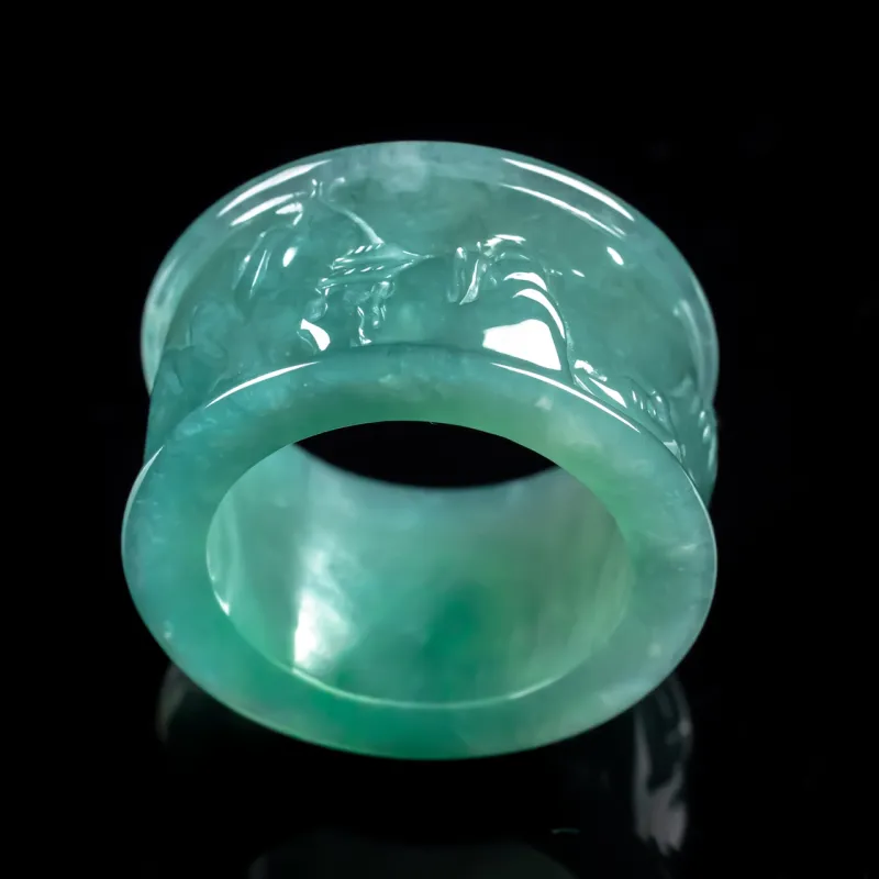 PUPAN Ice Glutinous Jadeite Rings Men's-1
