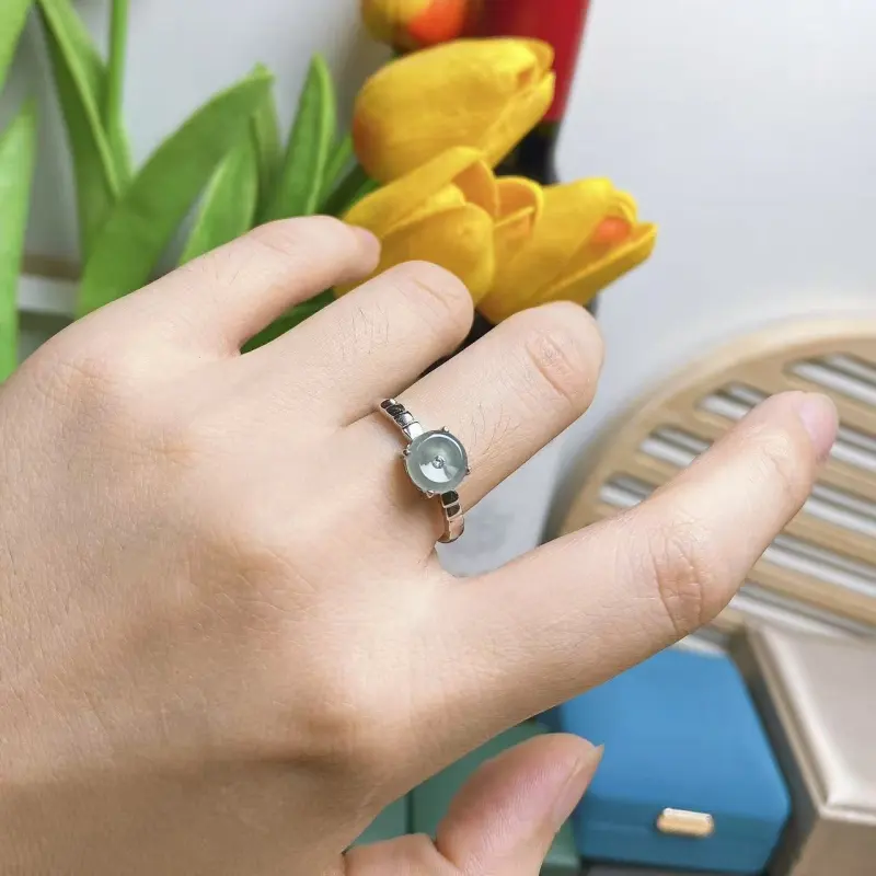 PUPAN Ice Glutinous Jadeite Rings Women's-1