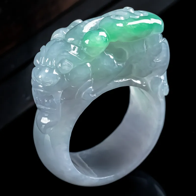 PUPAN Ice Glutinous Jadeite Rings Unisex-2