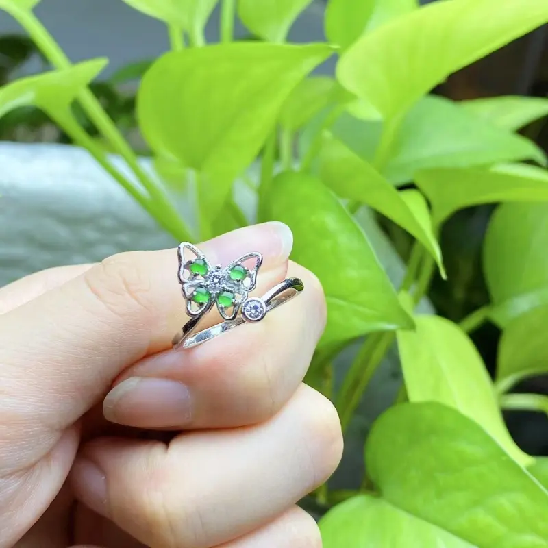 PUPAN Ice Glutinous Jadeite Rings Women's-2