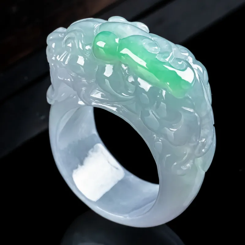PUPAN Ice Glutinous Jadeite Rings Unisex-1