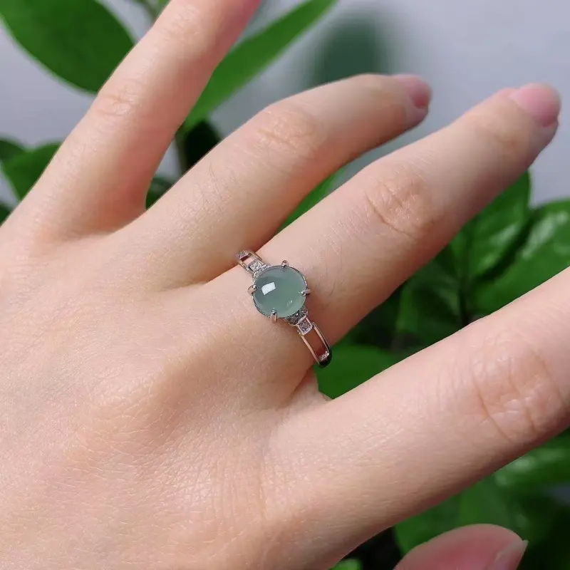 PUPAN Ice Glutinous Jadeite Rings Women's-3