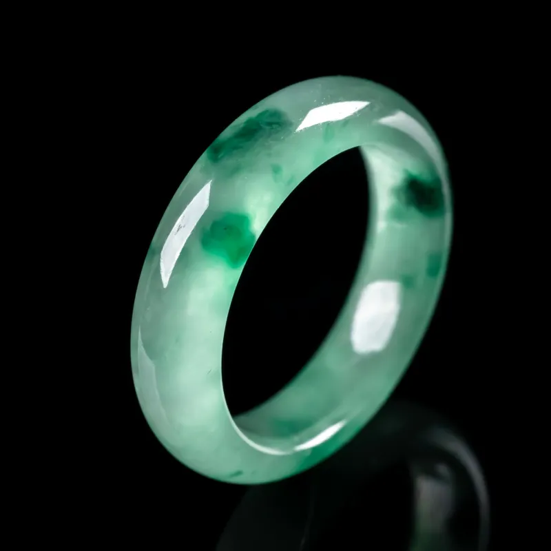 PUPAN Ice Glutinous Jadeite Rings Unisex-1