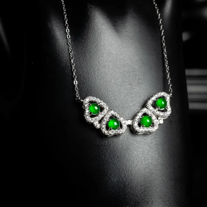 PUPAN Ice Glutinous Emerald Jadeite Necklace Women's-2
