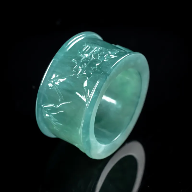 PUPAN Ice Glutinous Jadeite Rings Men's-3