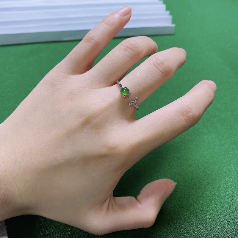 PUPAN Ice Glutinous Jadeite Rings Women's-4