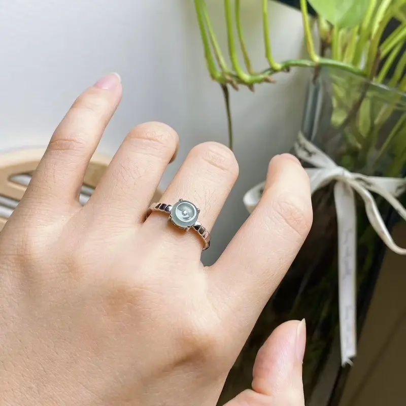 PUPAN Ice Glutinous Jadeite Rings Women's-4