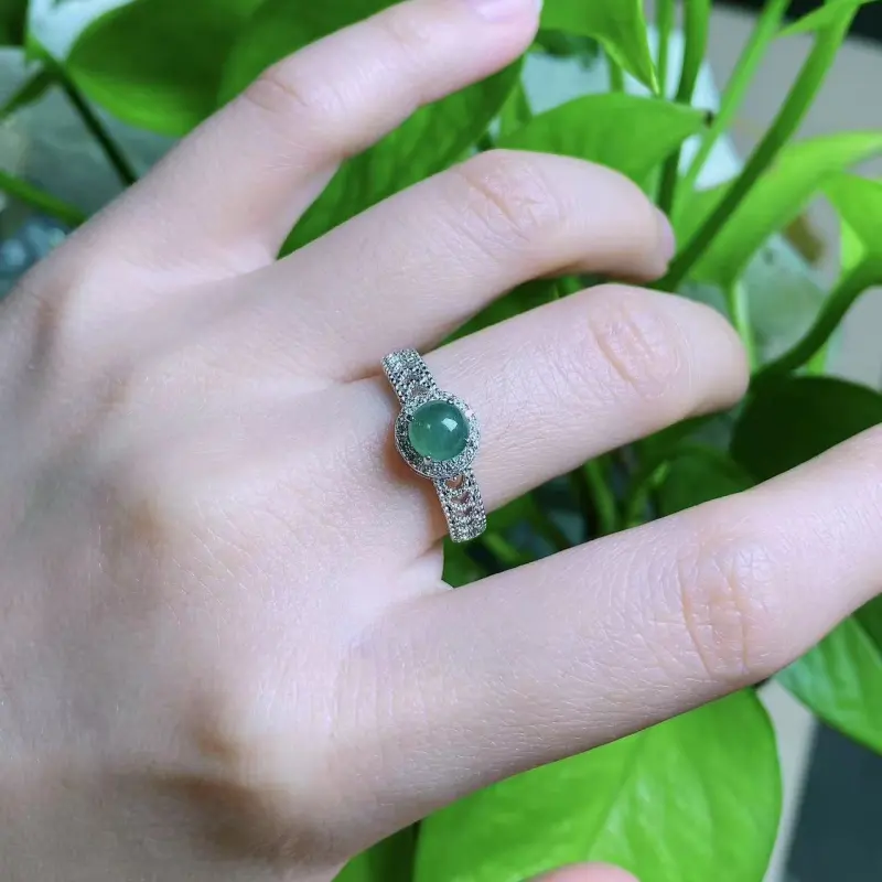 PUPAN Ice Glutinous Jadeite Rings Women's-1