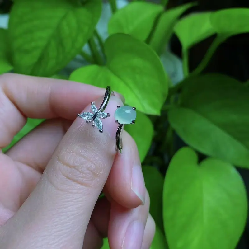 PUPAN Ice Glutinous Jadeite Rings Women's-2