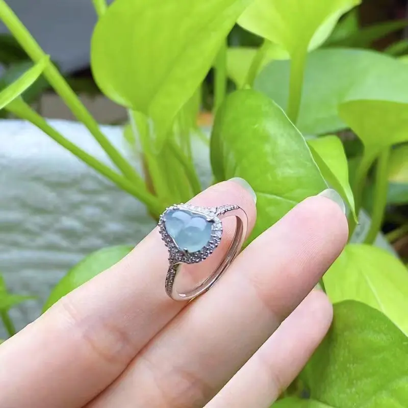 PUPAN Ice Glutinous Jadeite Gourd Jadeite Ring Women's-3