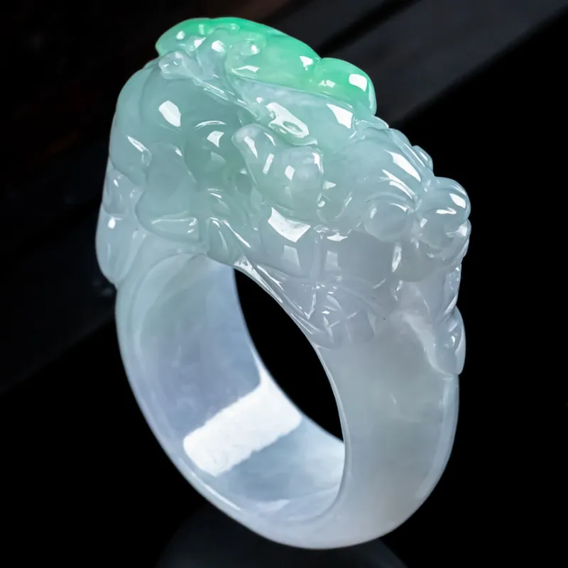 PUPAN Ice Glutinous Jadeite Rings Unisex-3
