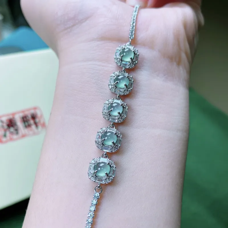 PUPAN Ice Glutinous Chinese Fashion Trend New Chinese Style Fashion Luxe Jadeite Bracelet Women's-1