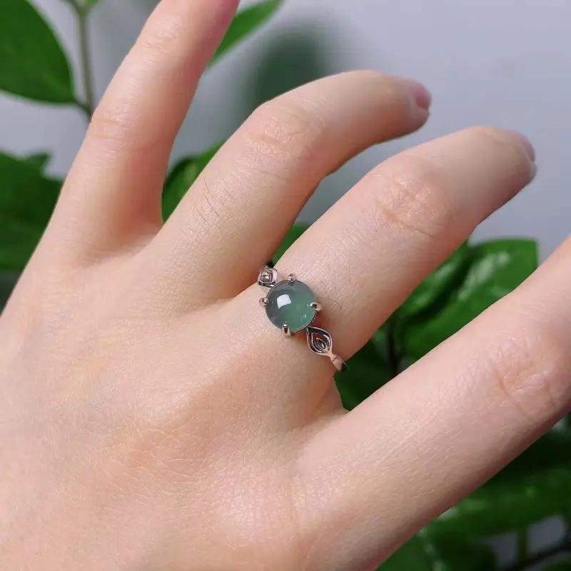 PUPAN Ice Glutinous Jadeite Rings Women's-3