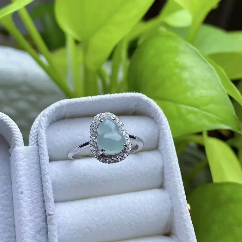 PUPAN Ice Glutinous Jadeite Rings Women's-3