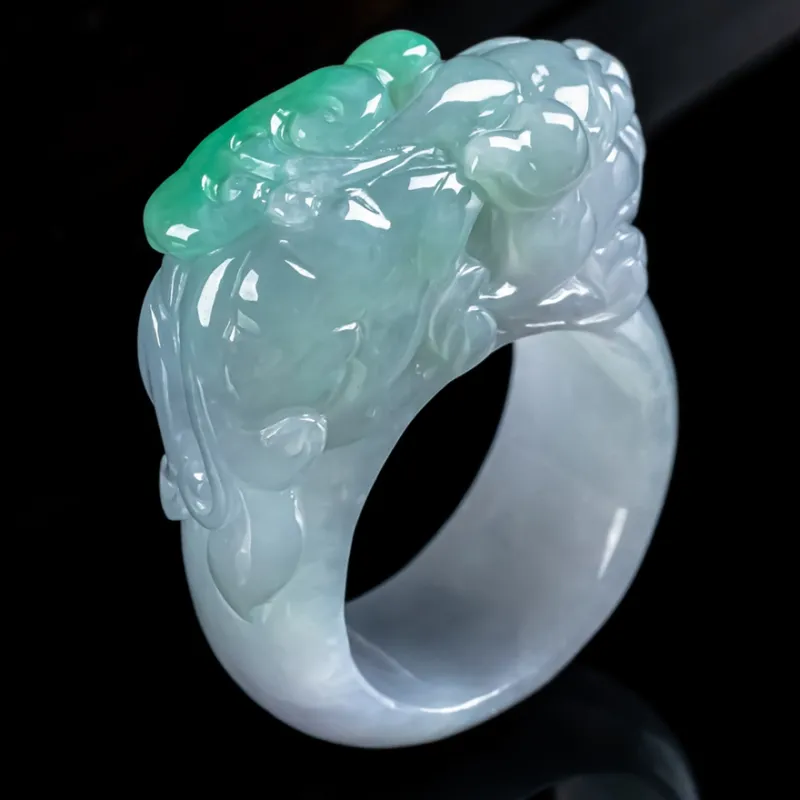 PUPAN Ice Glutinous Jadeite Rings Unisex-4