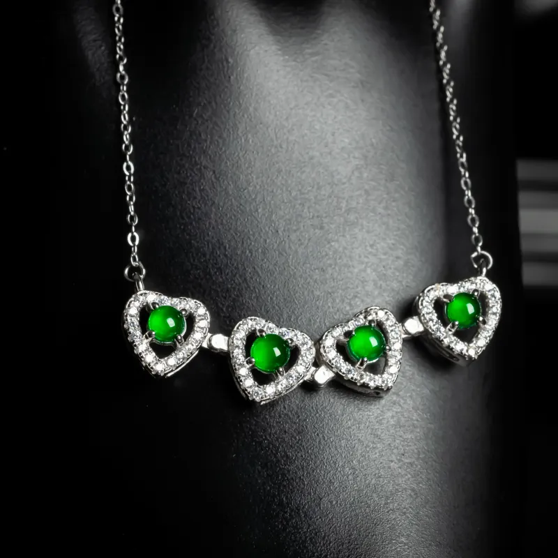 PUPAN Ice Glutinous Emerald Jadeite Necklace Women's-1