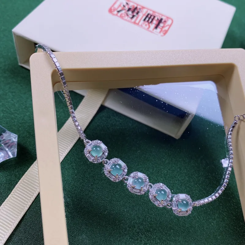 PUPAN Ice Glutinous Chinese Fashion Trend New Chinese Style Fashion Luxe Jadeite Bracelet Women's-3