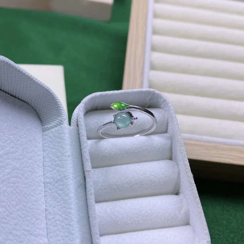 PUPAN Ice Glutinous Chinese Style New Chinese Style, Advanced Eggshell Jadeite Ring, Elegance High End Design Women's-4