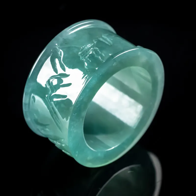 PUPAN Ice Glutinous Jadeite Rings Men's-2